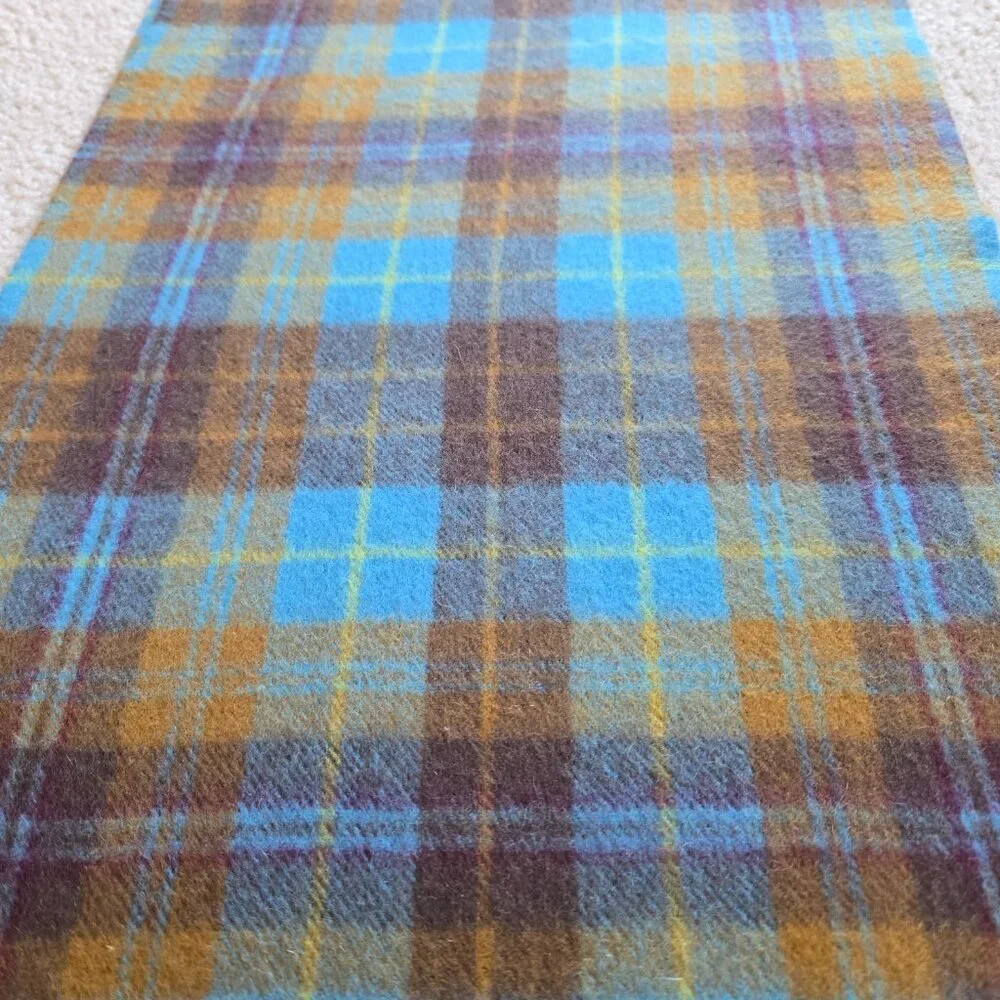 Plaid Cashmere Woven Scarf Blue Brown